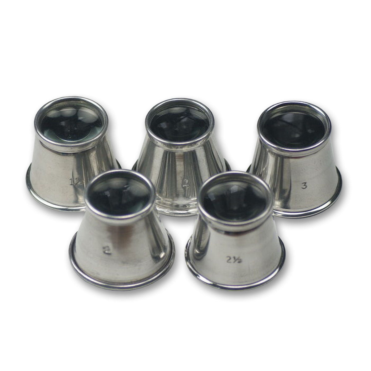 Aluminium Loupe eyeglass set of 5 different strengths watchmakers repairs tool